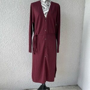 𝅺H By Halston Button Cashmere Silk Knit Sweater Duster Size Large